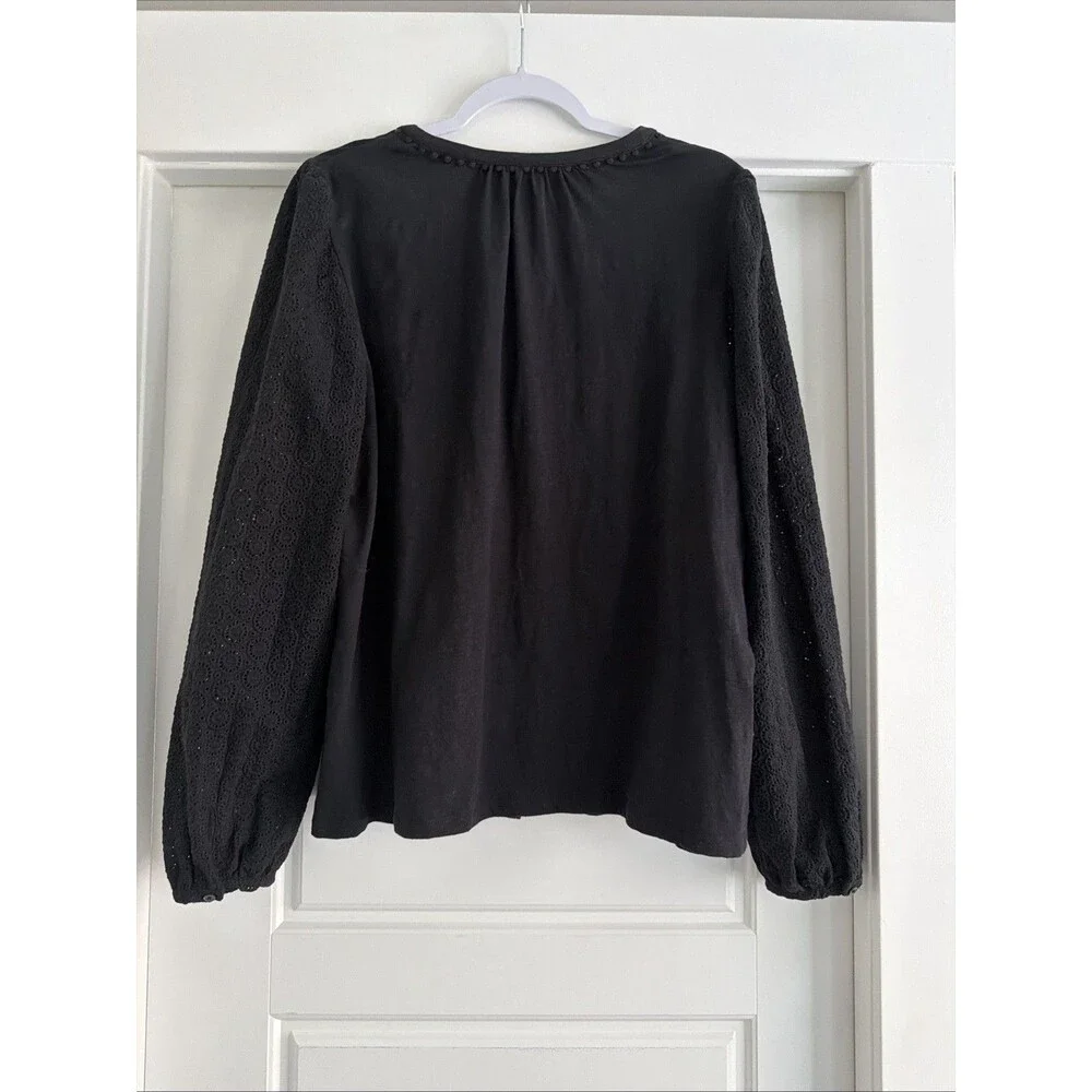 Boden Black Eden Broderie Jersey Shirt US16-18